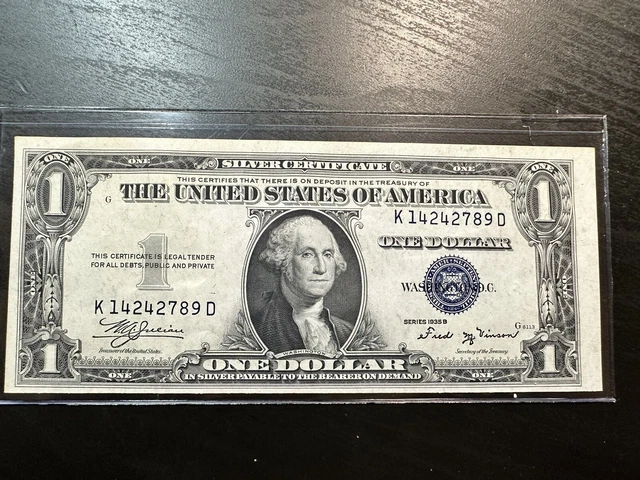 1935 B $1 One Dollar Silver Certificate Blue Seal Uncirculated Note K14242789D