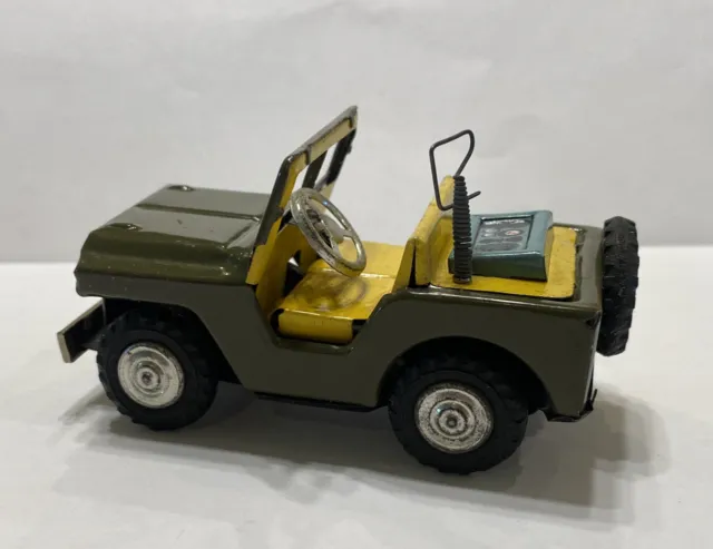 VINTAGE TIN METAL Army Military Friction Toy Jeep Japan Quality Toys