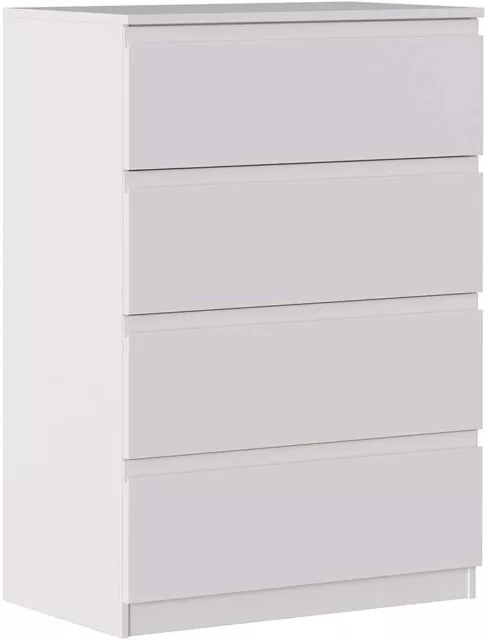 ✅ Cassettiera 4 Cassetti Bianco Opaco Legno Moderna Abiti Vestiti Camera Letto