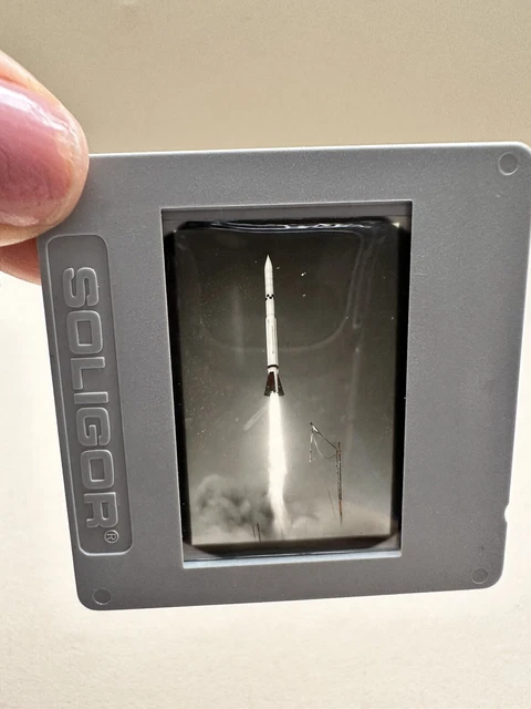 Vintage ROCKET LAUNCH Missile Satallite Aviation Soligor photo slide