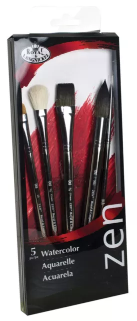 Royal & Langnickel 5 Piece Zen Series 83 Pointed Oval Watercolor Brush Set