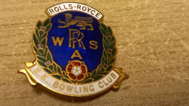 Rolls Royce E K Bowling Club Wrrsa Enamel Metal Badge H W Miller Ltd B`ham