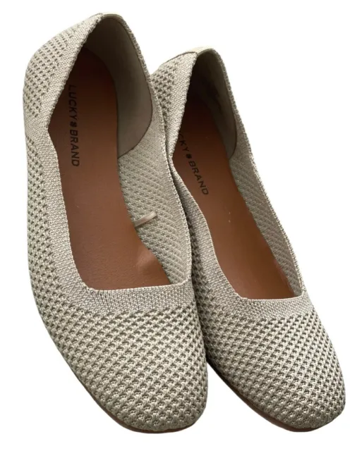 Lucky Brand Ballet Flats Tan Knit Slip On Shoes Womens Size 6.5