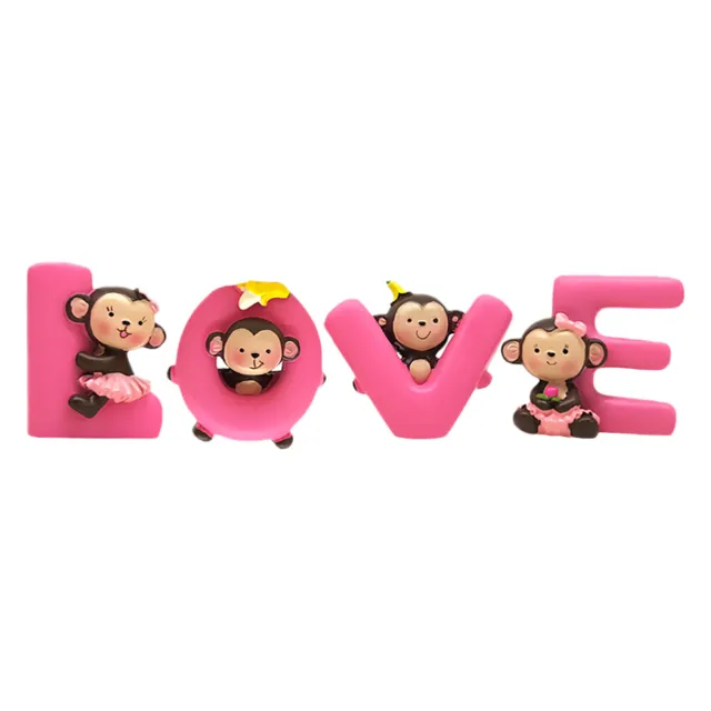 Valentines Day Cake Decorations Desktop Monkey Figures Decorative Ornaments