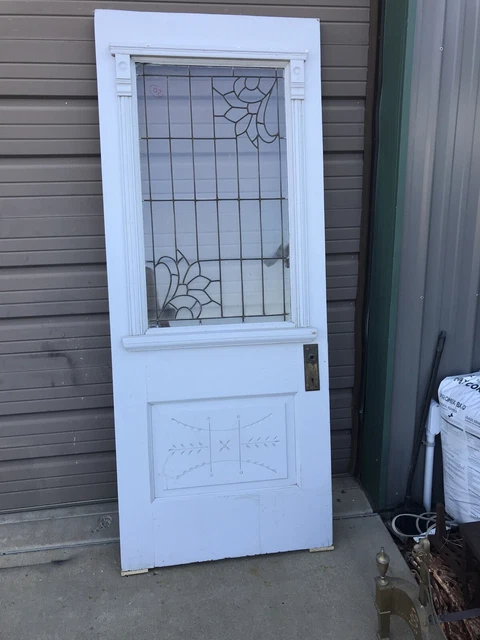 An 605 Antique Eastlake leaded glass entrance door 31.75 x 78.5 X1 3/8