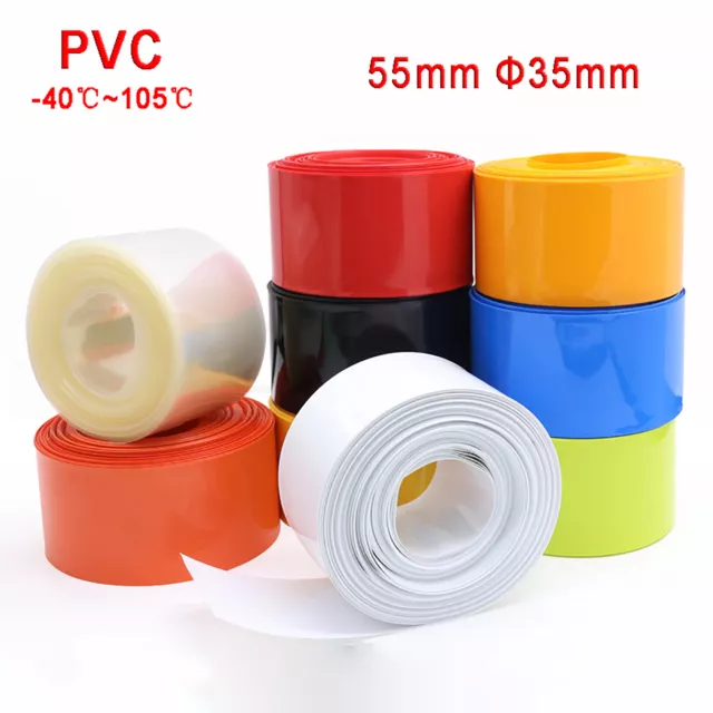 PVC Heat Shrink Tubing Wrap No.7 AAA Battery Pack 55mm Flat Size Various Colour 2
