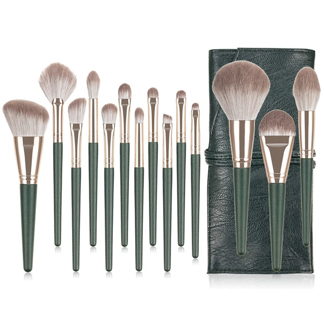 Juego de cepillos de maquillaje 14 piezas base cepillo profesional premium cepillo sintético