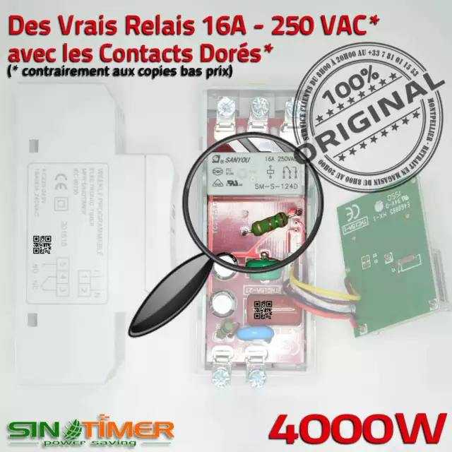 Minuteur Contacteur Programmations Journalières Turbine Rail DIN 16A 4000W 2