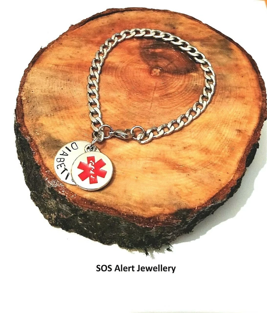 "Pulsera de alerta médica fuerte cadena de acero inoxidable y disco médico XL 9"