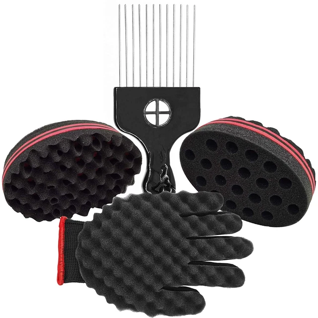 4Pack Hair Sponge Set - Magic Hair Twist Sponge Brush for Hair Include 1 Metal H