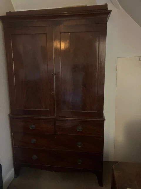 Antique mahogany linen press