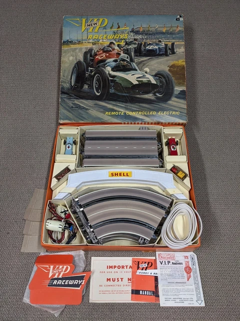 VIP RACEWAYS SLOT Car Racing Set Vintage Boxed 1961 60 Scalextric ...