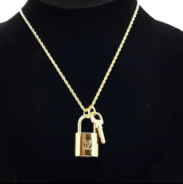 Louis Vuitton Authentic Lock & Key With  Necklace,LV Lock& Key Pendant