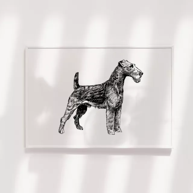 Welsh Terrier Drawing - Poster Art Print Painting Gift 2