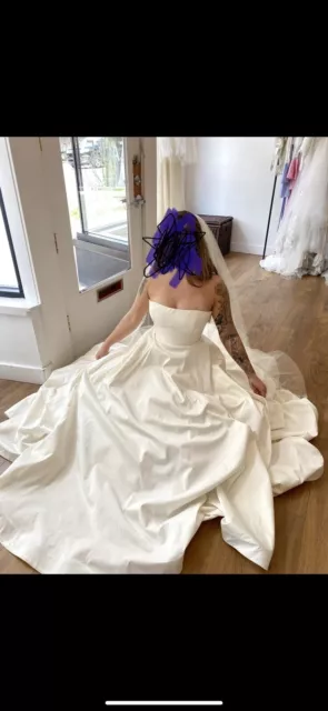 ROMONA KEVEZA Legends Silk Strapless Ballgown  Wedding Dress Size 12 See Dimen