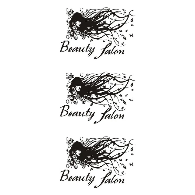3 PCS Hair Salon Wall Stickers Shop Wall Decals Girl Stickers Applique