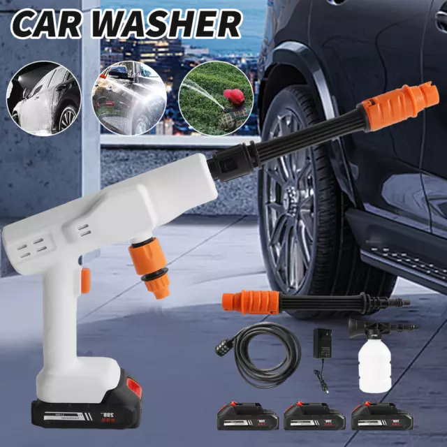 Portable Cordless Car High Pressure Washer Jet Water Wash Clean Gun 1-2 Battery