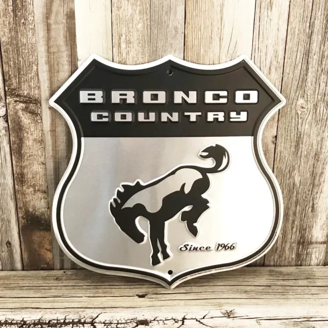 Ford Bronco Country Shield 12" Metal Tin Sign Vintage Man Cave Garage New