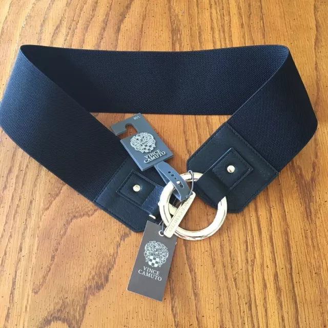 Vince Camuto Women Black Stretch Belt Size Medium Large NWT