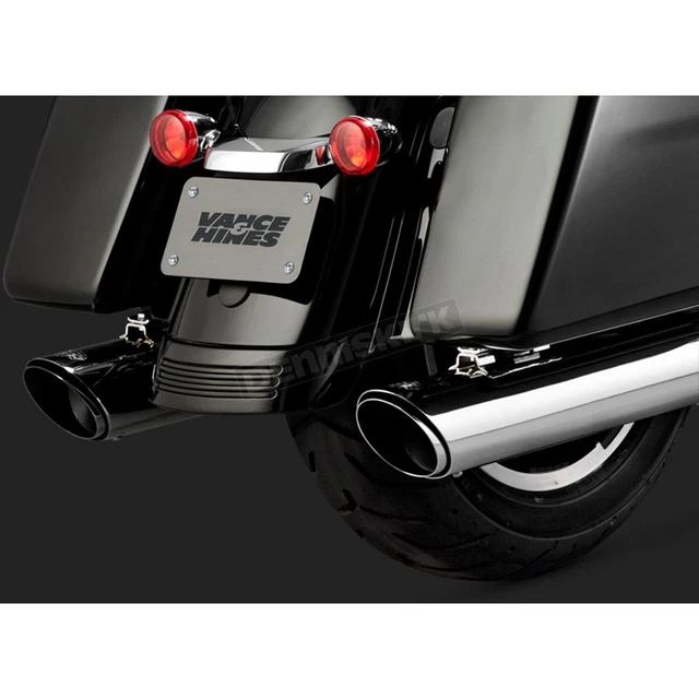 Vance & Hines Chrome Round Twin Slash Slip-On Mufflers - 16672 (no ship to CA)