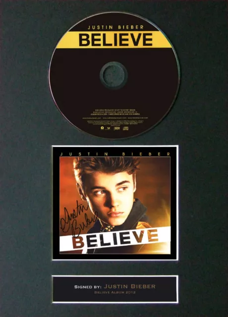JUSTIN BIEBER Believe Mounted Signed Autograph CD Print A4 #14