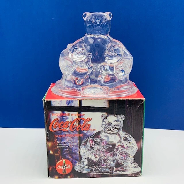 COCA COLA FIGURINE coke polar bears box nib cubs glass sculpture statue ...