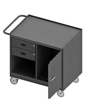 Durham 3118-95, Steel Top, 2 Drawer Mobile Cabinet, 36" x 24" x 37"