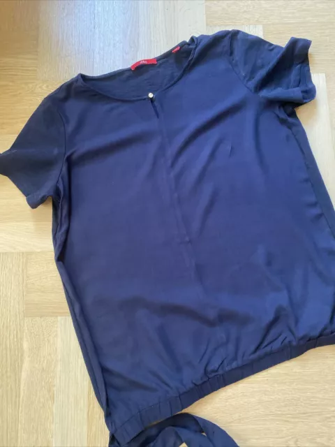Blusenshirt Shirt Gr. 42 s.Oliver marineblau schick Gummibund Schleife kaschiere
