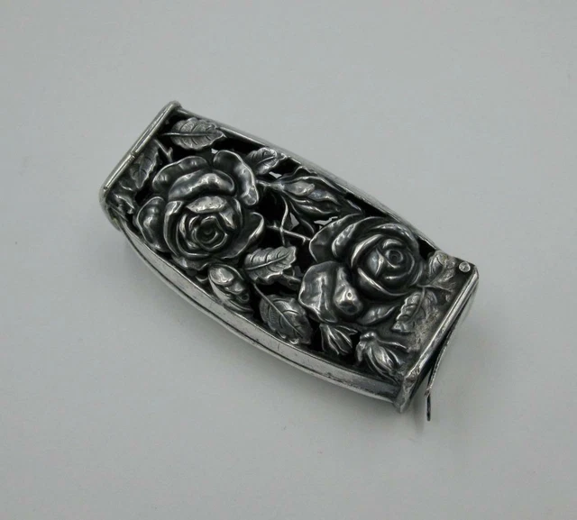 Victorian Rose Toothbrush Holder Sterling Silver Flowers Repousse Belle Epoque