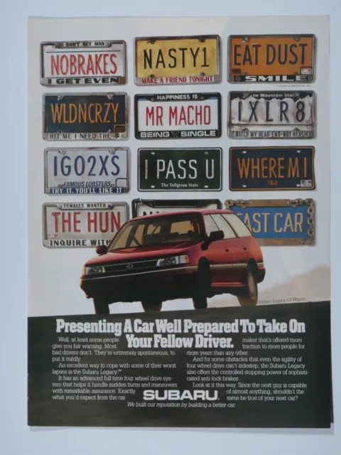 1990 Subaru Legacy Wagon Vintage Original Print Ad 8.5 x 11"