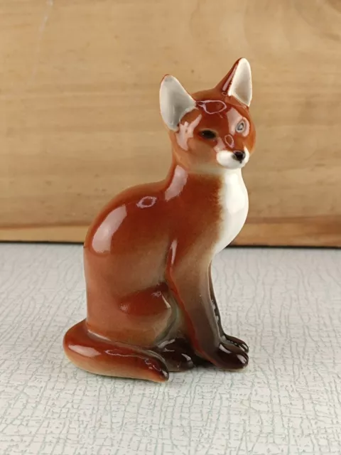 Vintage Soviet Fox porcelain figurine Lomonosov LFZ Russian porcelain USSR