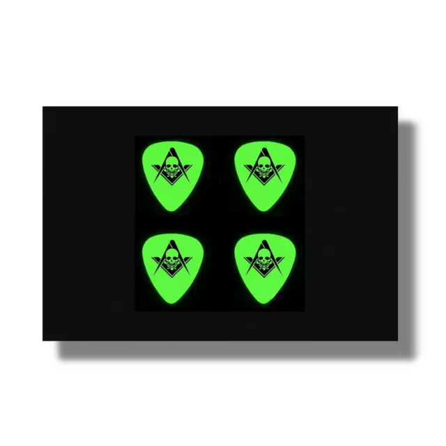 CARD wLot 4 GIFT Freemason Masonic Skull Glow in the Dark Electric Guitar Picks