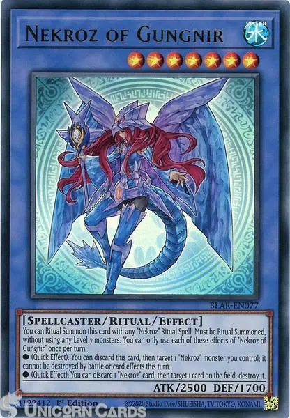 BLAR-EN077 Nekroz of Gungnir Ultra Rare 1st Edition Mint YuGiOh Card