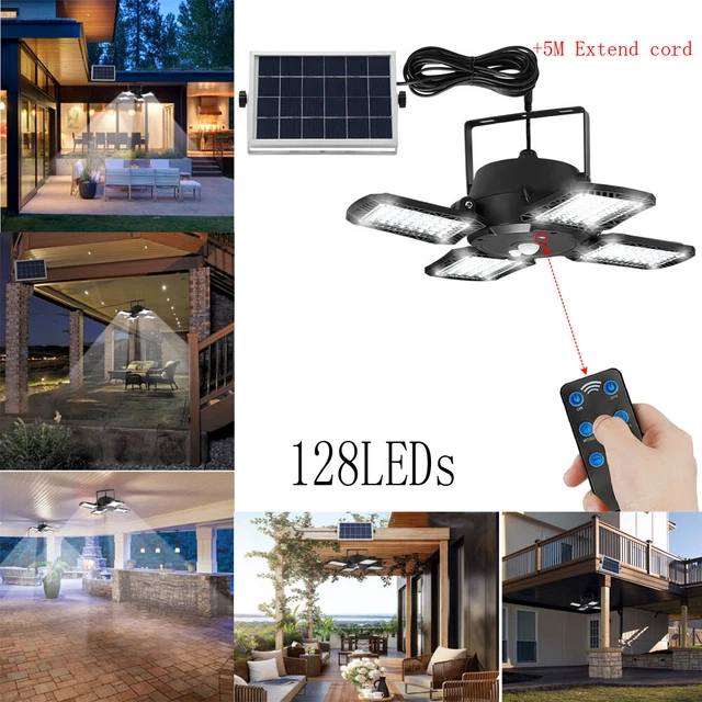 Solar Powered Pendant Hanging Light Lamp Garage Garden Yard LED Shed Lighting
