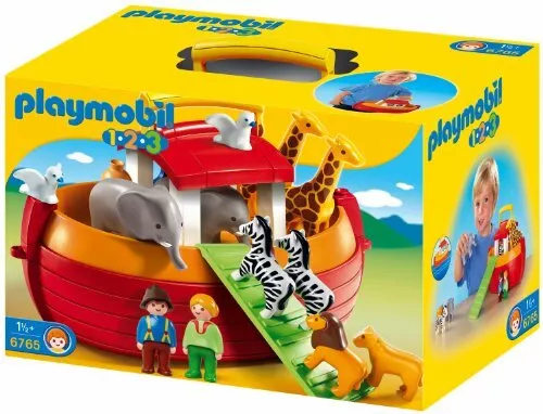 Playmobil 1.2.3 6765 My Take Along Noah S Ark With Removable Deck And Lachted R