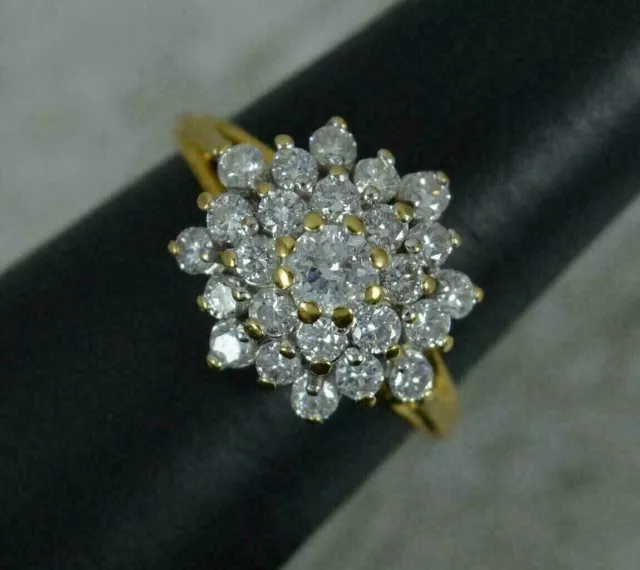 Cluster Wedding Ring 2.00CT Round Cut Lab-Created Diamond 14K Yellow Gold Plated