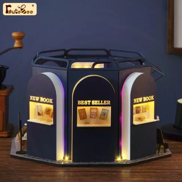 Book Cafe  Diy Dollhouse Miniature Kit With Furniture  Mini  Doll House Gift 2