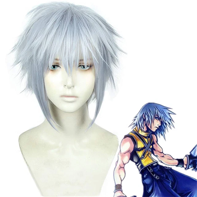 Game Kingdom Hearts III Riku Cosplay Costume Wig Iron-Gray Short Bangs Fake Hair