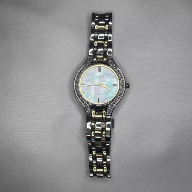 Seiko Women's Two-Tone Solar Pave Diamond Stainless Steel Watch