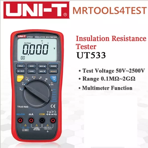 UNI-T UT533 Megger Digtal Multimeter Insulation Resistance Tester True RMS 2.0GΩ