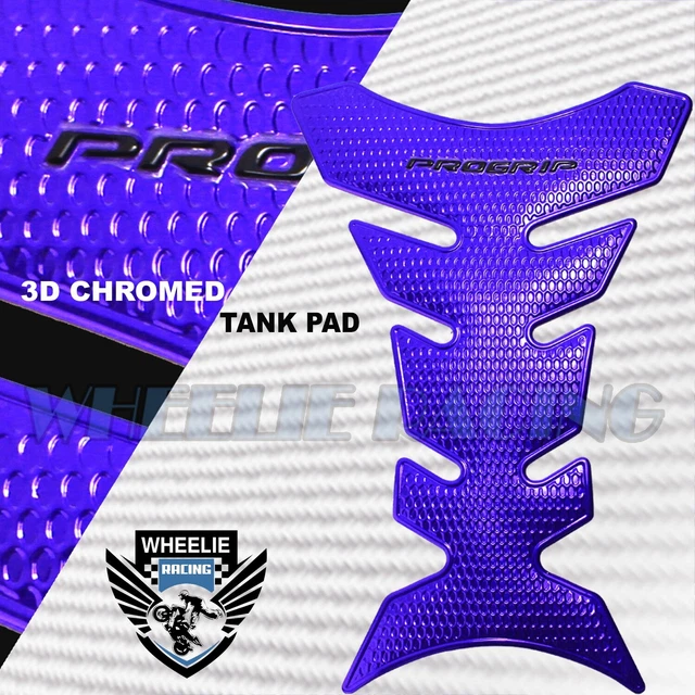 Fuel/Gas Tank Pad Protector Decal/Bike Sticker Pro Grip Chrome Perforated Blue