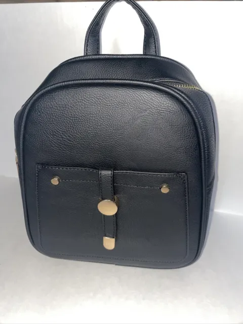 Faux Leather Convertible Purse Bag/Backpack Black
