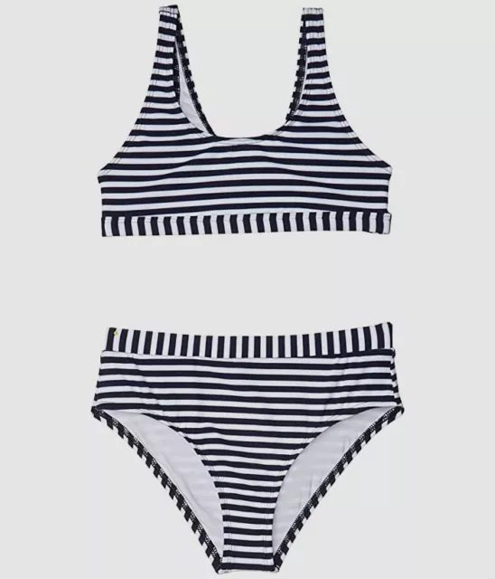 $69 Splendid Kid's Girls Blue White Striped Bralette Two-Piece Swimsuit Size 10