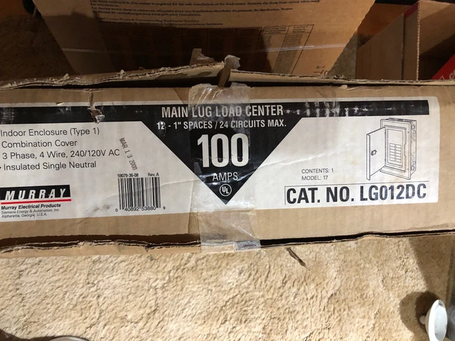 MURRAY ~ Main Lug Load Center  Breaker Panel Box 240/120V ~ 100 Amps