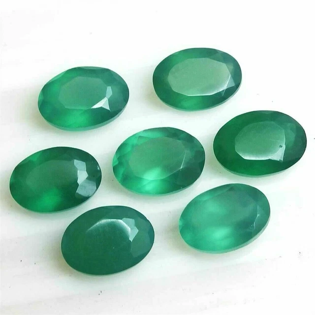 Vente en gros Lot de 7x5mm Oval Facet Natural Green Onyx Loose Calibrated...