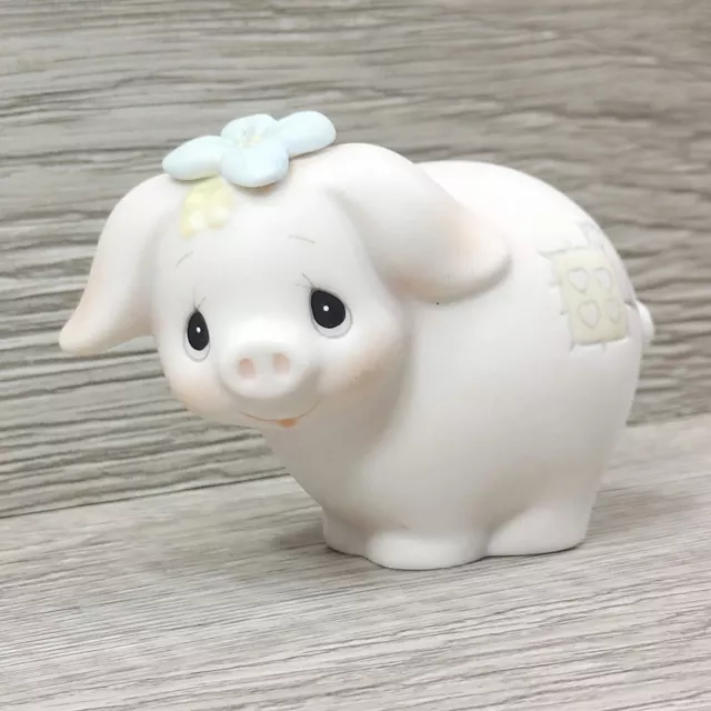 Precious Moments Pig w/Flower On Head Figurine Johnathon & David VTG Collection