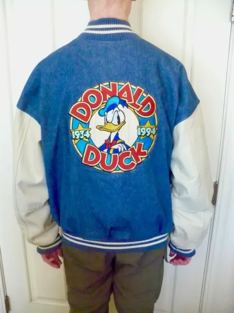 Disney Store DONALD DUCK Jacket REVERSIBLE Puffer Quilted Army Green Blue  Medium