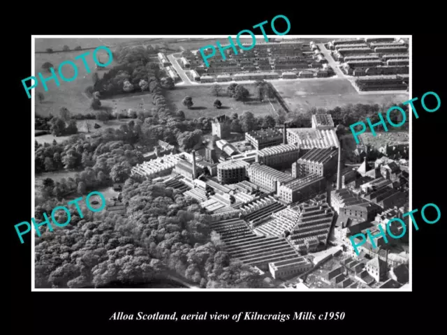 OLD LARGE HISTORIC PHOTO ALLOA SCOTLAND VIEW OF THE KILNCRAIGS MILLS c1950