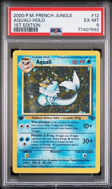 Aquali 12/64 Holo Edition 1 Jungle Wizards Pokemon Card FR PSA 6
