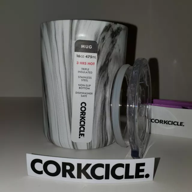 Corkcicle Insulated Stainless Steel Mug With Handle 16 oz. Gray/White NEW
